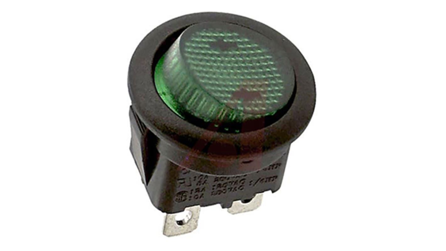 Interruttore a bilanciere ZF, SPST, On-Off Illuminato, Verde