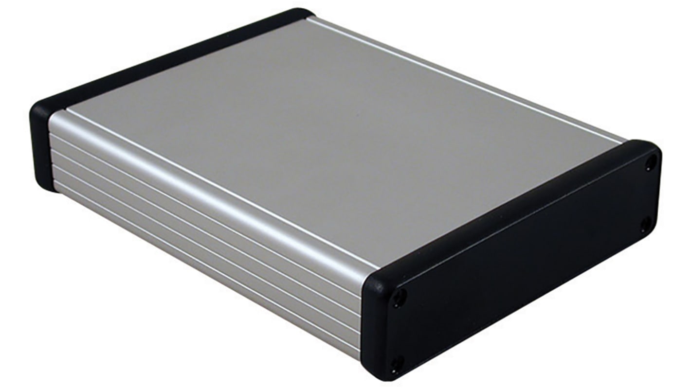 Hammond 1455 Series Silver Anodised Aluminium Enclosure, IP54, Black Lid, 160 x 165 x 51.5mm