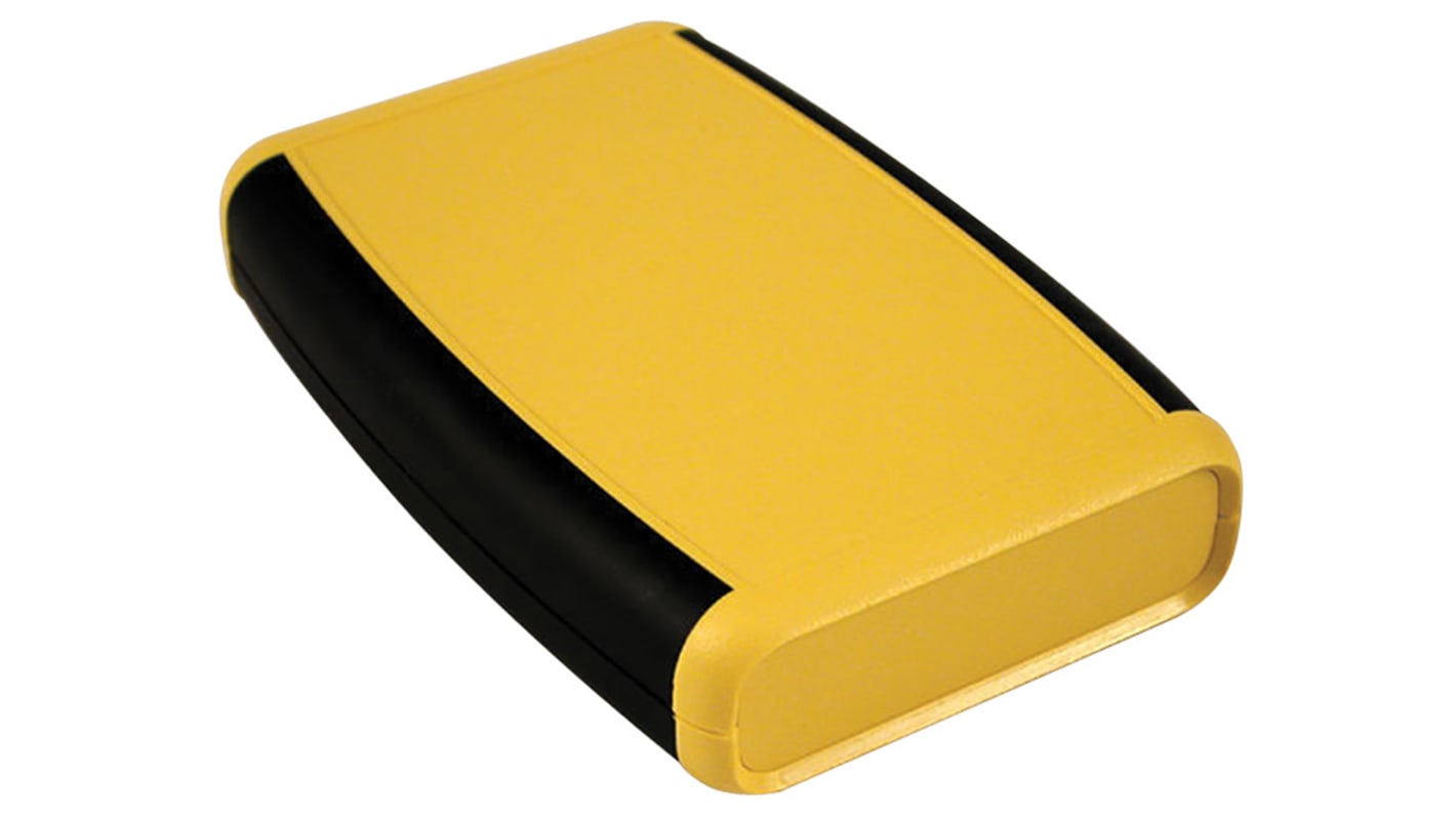 Caja portátil Hammond de ABS Amarillo, 147 x 89 x 25mm, , con compartimento batería, muesca de teclado, IP54