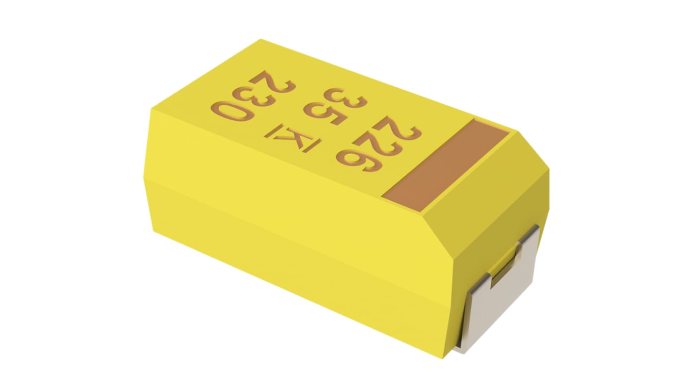 KEMET tantál kondenzátor, ±10% 100μF, 10V dc, rögzítés: SMD, ESR: 1Ω, -55 → +125 °C, T491 sorozat