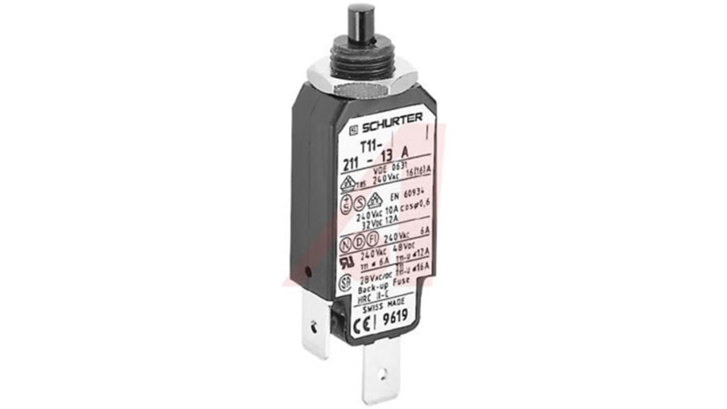 Schurter Thermal Magnetic Circuit Breaker - Single Pole Snap In, 500mA Current Rating