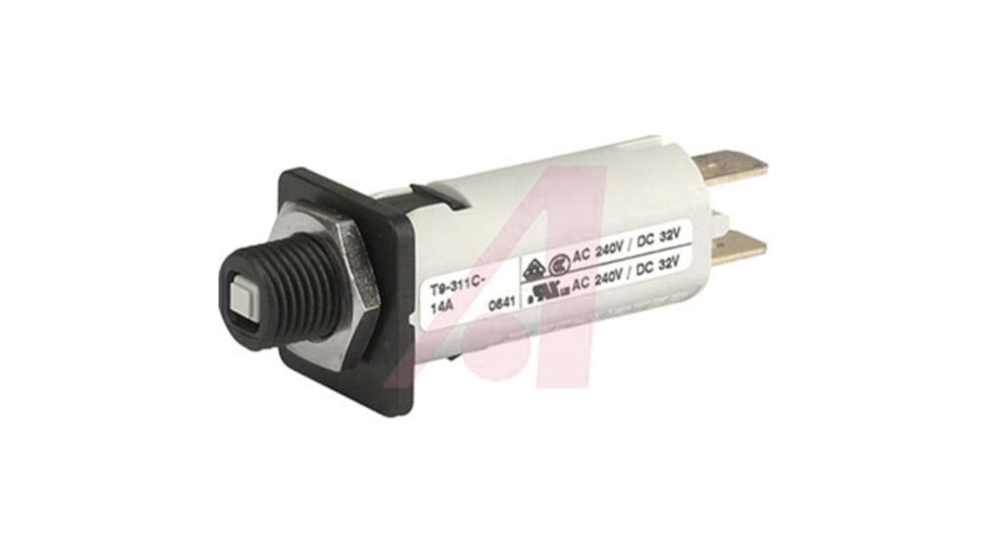 Schurter Thermal Circuit Breaker - T9-311  Single Pole 240V Voltage Rating Snap In, 10A Current Rating