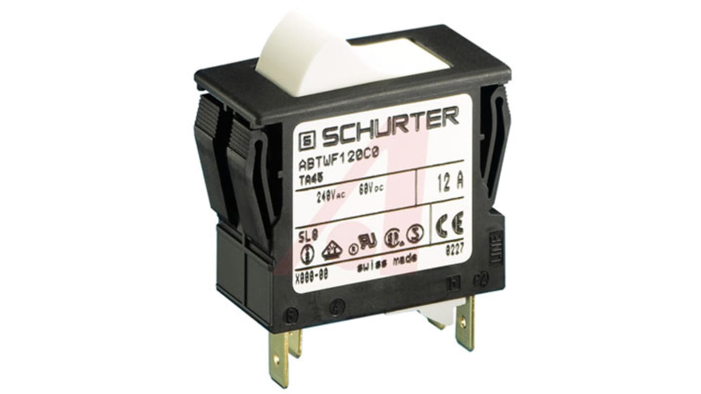 Schurter Thermal Circuit Breaker - TA45 2 Pole 60 V dc, 240V ac Voltage Rating Panel Mount, 16A Current Rating