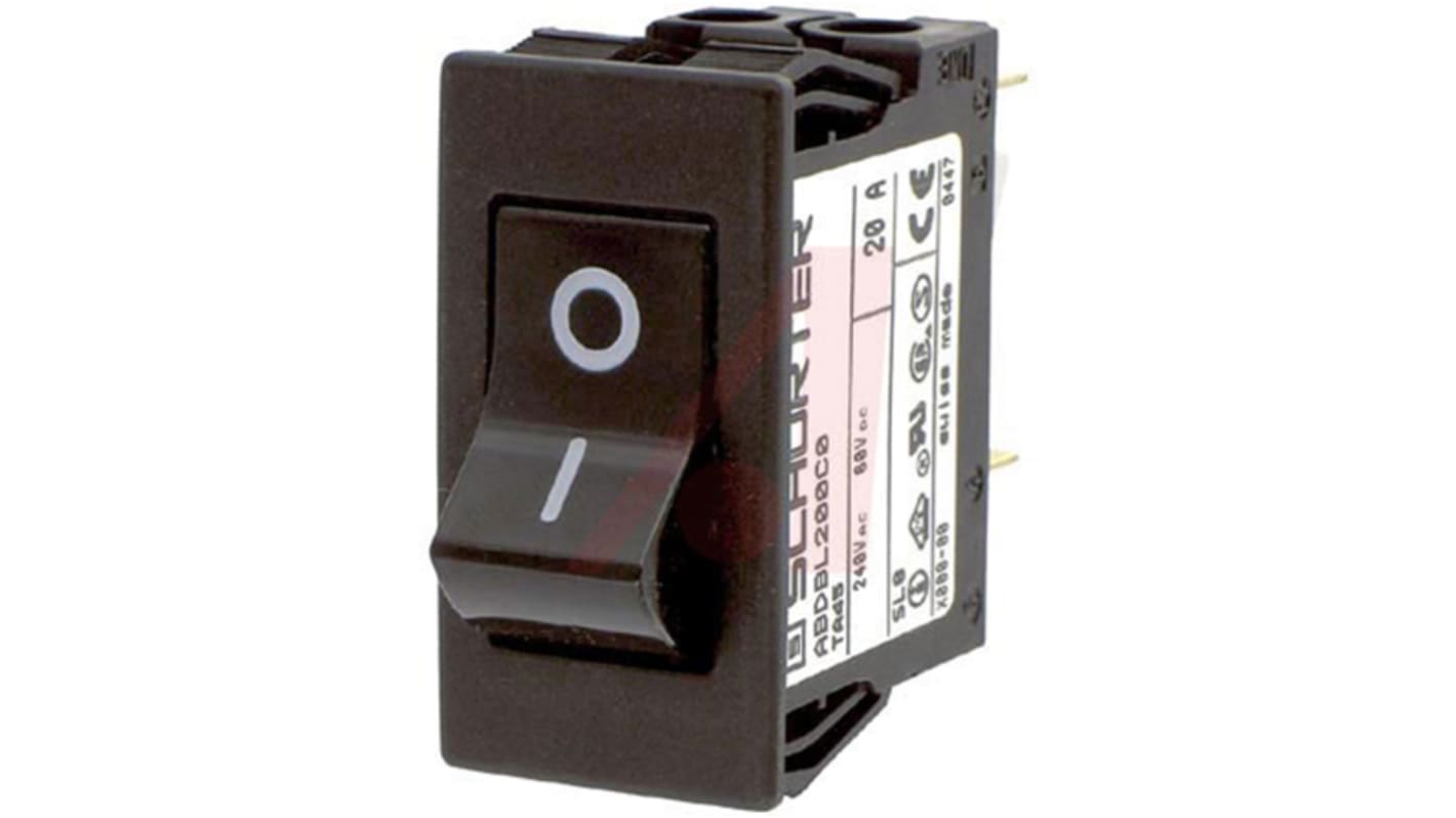 Schurter Thermal Circuit Breaker - ABD 125/250V Voltage Rating Snap In, 20A Current Rating