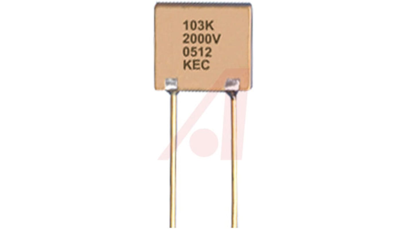 KEMET 1nF Multilayer Ceramic Capacitor MLCC, 2kV dc V, ±10% , Through Hole