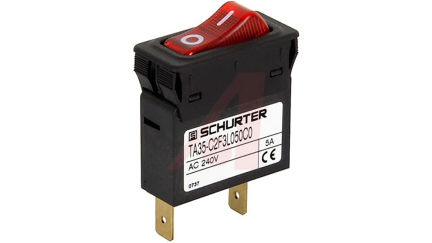 Schurter Circuit Breaker Switch - TA35 Single Pole 32 V dc, 240 V ac Voltage Rating Panel Mount, 6A Current Rating