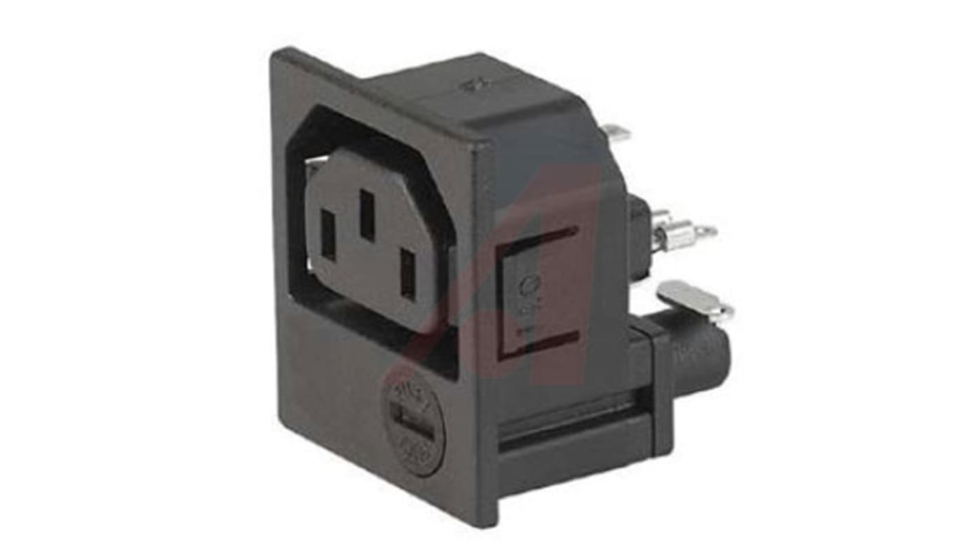 Schurter F Snap-In IEC Connector Socket, 10A, 250 V, Fuse Size 5 x 20mm