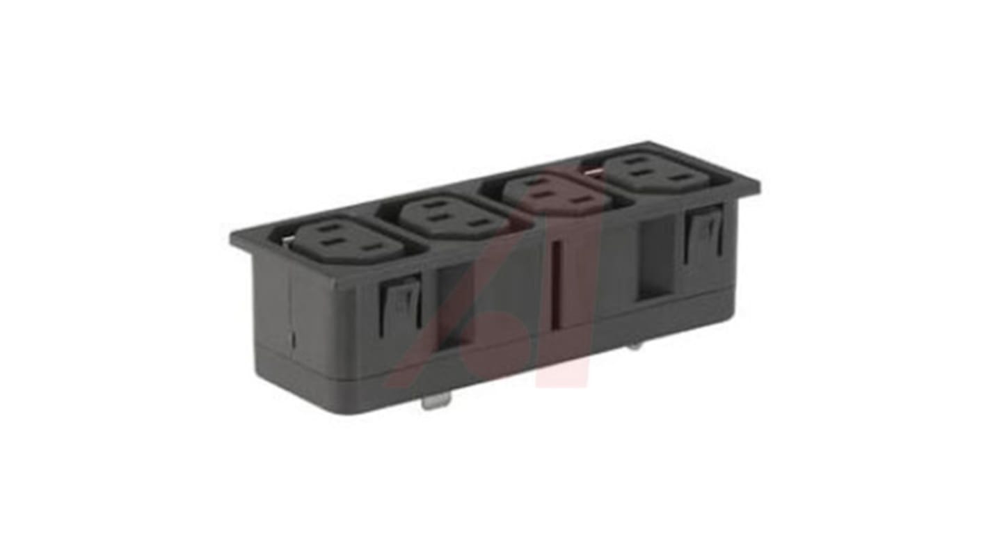 Conector IEC F hembra Schurter, Recto, Encaje a Presión, 250 V, 10A, , con interruptor