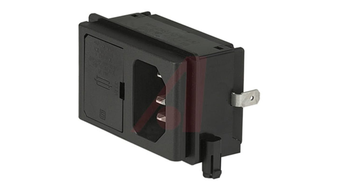 Schurter 10A, 125 V ac, 250 V ac Male Screw Filtered IEC Connector 2 Pole KP01.1352.01, Quick Connect, Solder 1 Fuse