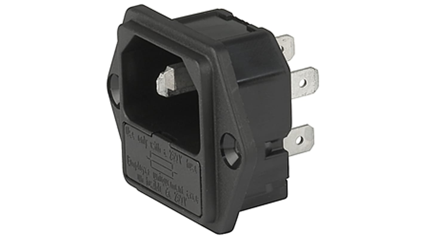 Schurter IEC-Steckverbinder C14 250 V, Gerade, Tafelmontage, Stecker, 1 Sicherung/en / 10A, Löten,  Ohne Schalter
