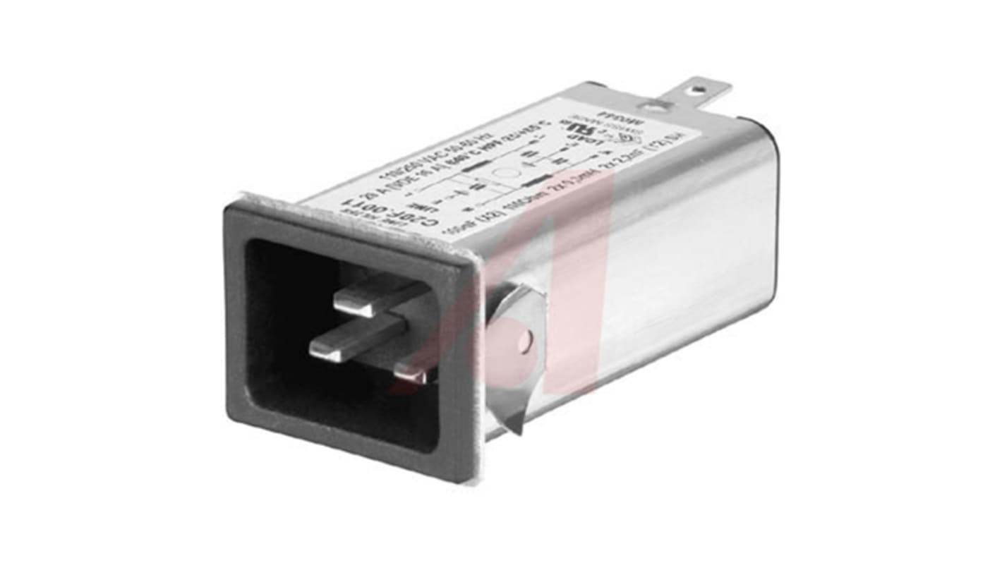 Schurter 16 (IEC) A, 20 (UL / CSA) A, 250 V ac Male Screw Filtered IEC Connector C20F.0002, Solder None Fuse
