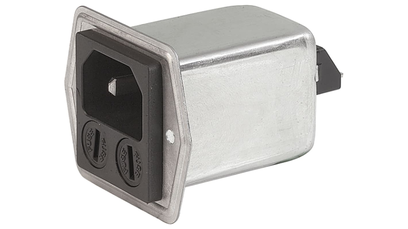 Schurter 6A, 250 V ac Male Screw Filtered IEC Connector 5707.0603.412, Quick Connect 2 Fuse