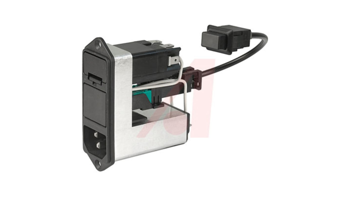 Schurter 6A, 125 V ac, 250 V ac Male Screw Filtered IEC Connector 2 Pole CD41.4501.151, Quick Connect 1 Fuse