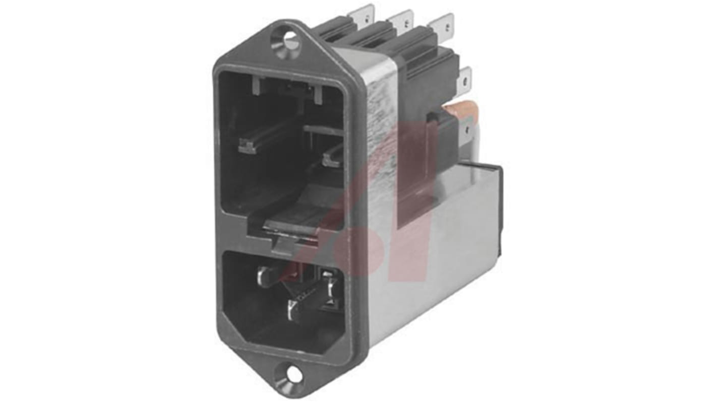 Schurter C14 Panel Mount IEC Connector Male, 1A, 125 V, 250 V, Fuse Size 5 x 20mm