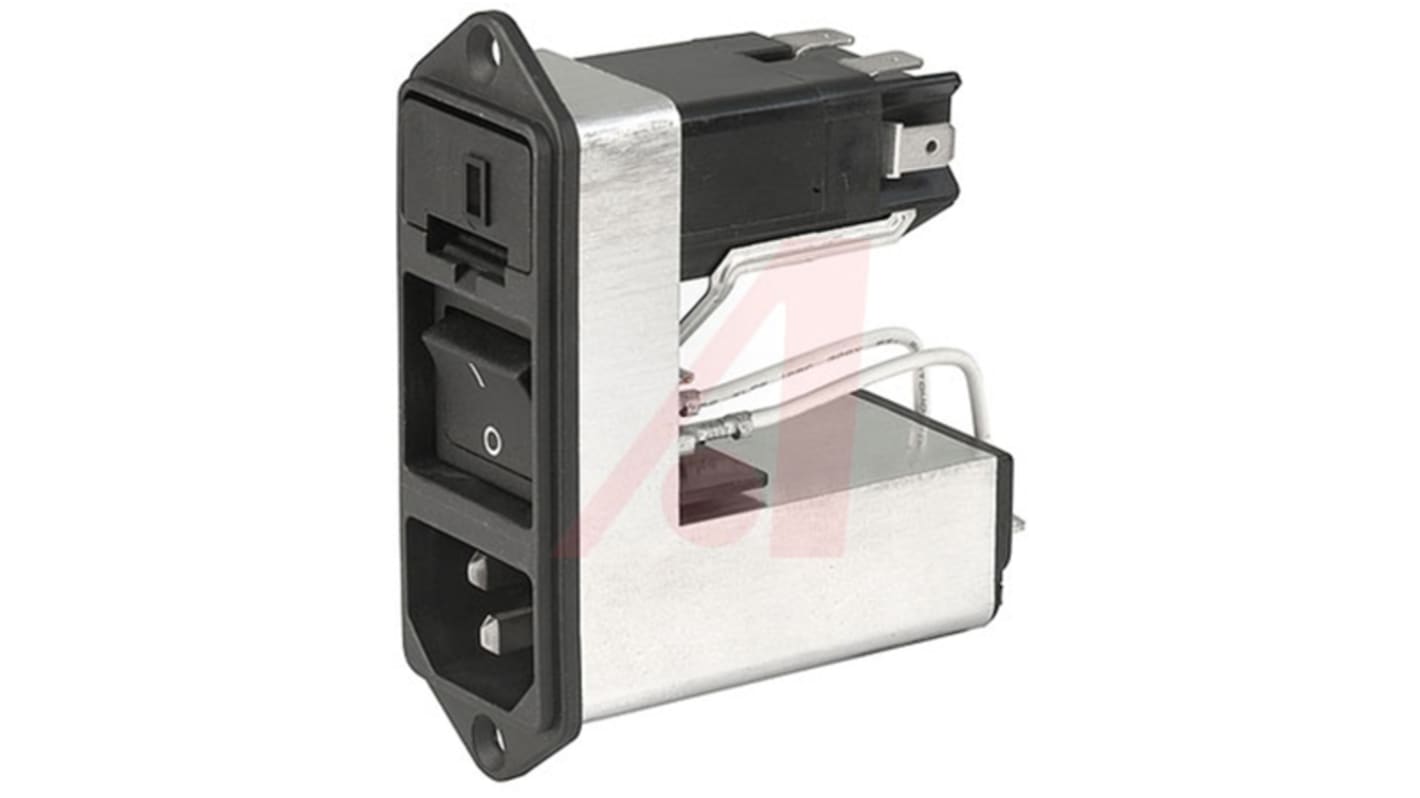 Schurter 2A, 125 V ac, 250 V ac Male Screw Filtered IEC Connector CE20.6100.151, Quick Connect 2 Fuse