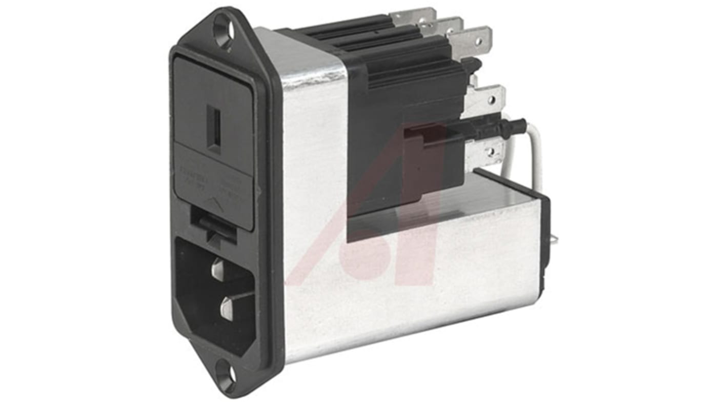 Schurter 6A, 125 V ac, 250 V ac Male Screw Filtered IEC Connector CE30.6100.151, Quick Connect 2 Fuse