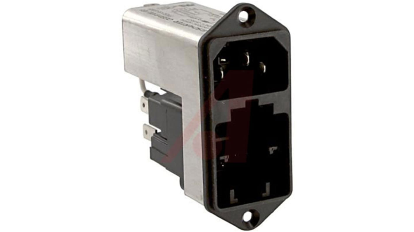 Schurter C14 Panel Mount IEC Connector Male, 6A, 125 V, 250 V, Fuse Size 5 x 20mm