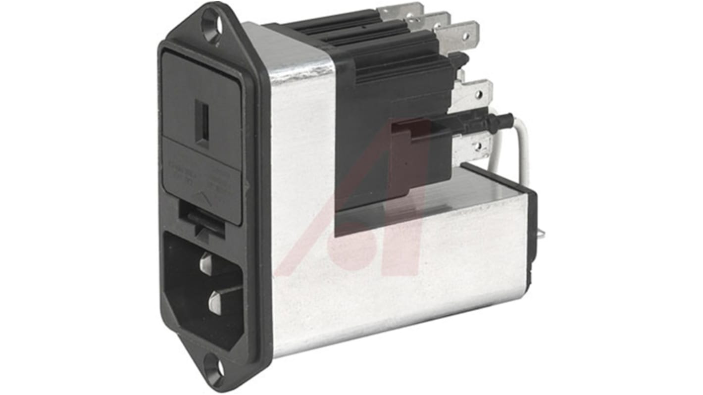 Schurter 10A, 125 V ac, 250 V ac Male Screw Filtered IEC Connector CE60.6100.151, Quick Connect 2 Fuse