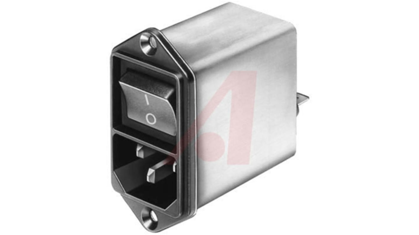 Schurter C14 Panel Mount IEC Connector Male, 1A, 125 V, 250 V