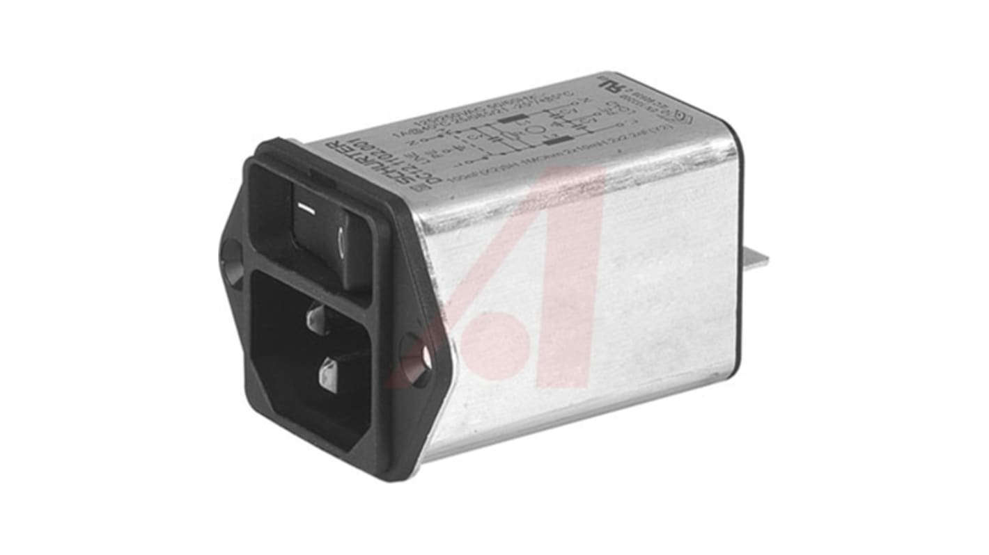 Schurter C14 Panel Mount IEC Connector Male, 1A, 125 V, 250 V
