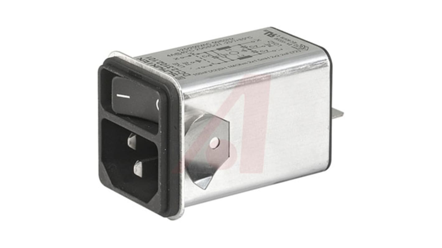 Schurter C14 Snap-In IEC Connector Male, 10A, 125 V, 250 V