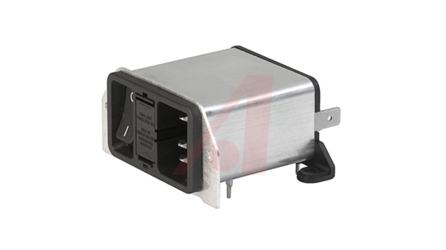 Schurter 2A, 250 V ac Male Screw Filtered IEC Connector 2 Pole DD22.2111.1111, PCB Terminals 1 Fuse