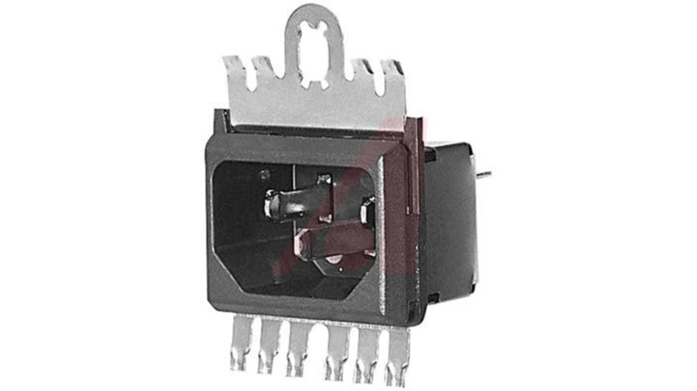 Schurter 10 A, 15 A, 125 V ac, 250 V ac Male Snap-In Filtered IEC Connector GRF2.0315.11, Solder None Fuse