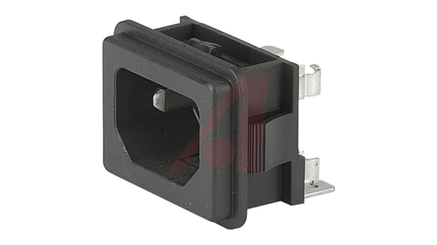 Schurter C14 Snap-In IEC Connector Male, 10A, 125 V, 250 V, Fuse Size 5 x 20mm