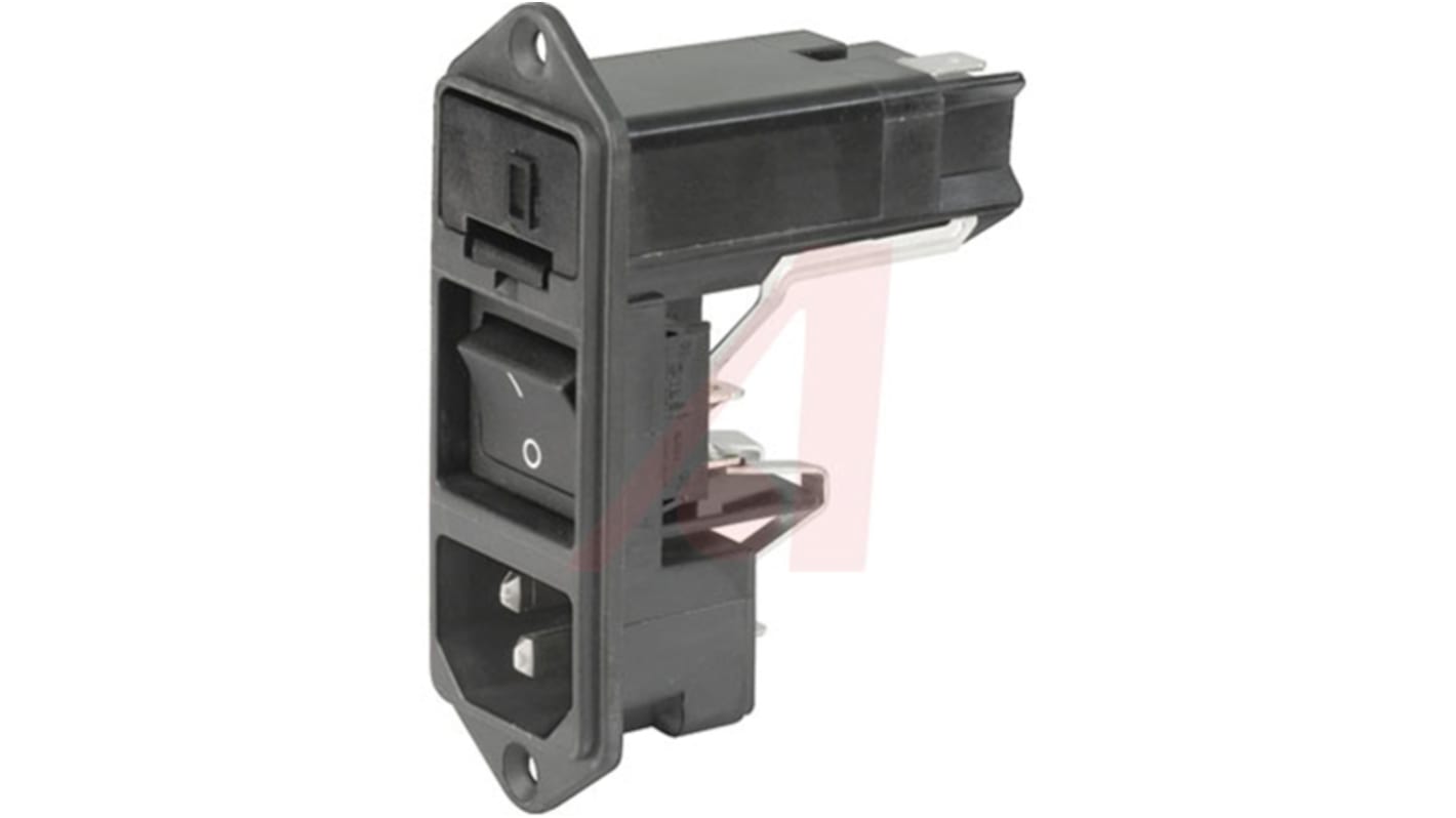Schurter C14 Panel Mount IEC Connector Male, 10A, 125 V, 250 V, Fuse Size 5 x 20mm