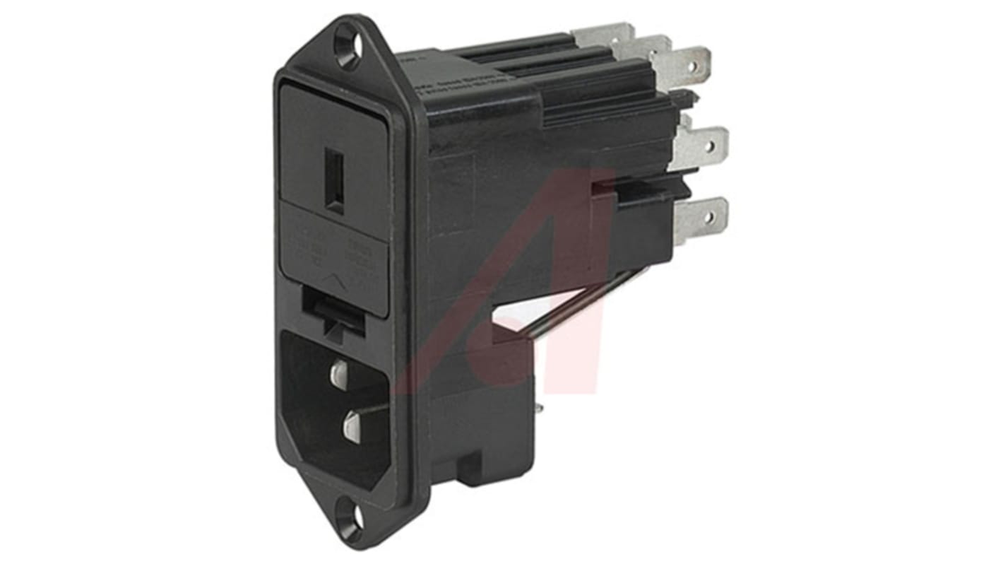 Schurter C14 Snap-In IEC Connector Male, 10A, 125 V, 250 V, Fuse Size 5 x 20mm