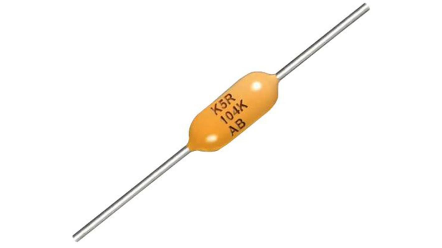 KEMET 100nF Multilayer Ceramic Capacitor MLCC, 50V dc V, ±20% , Axial