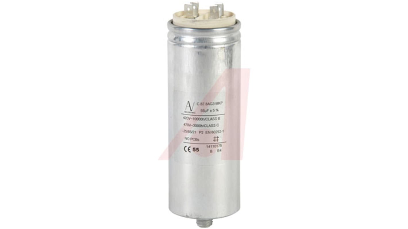 KEMET C87 Polypropylene Film Capacitor, 470V ac, ±5%, 55μF