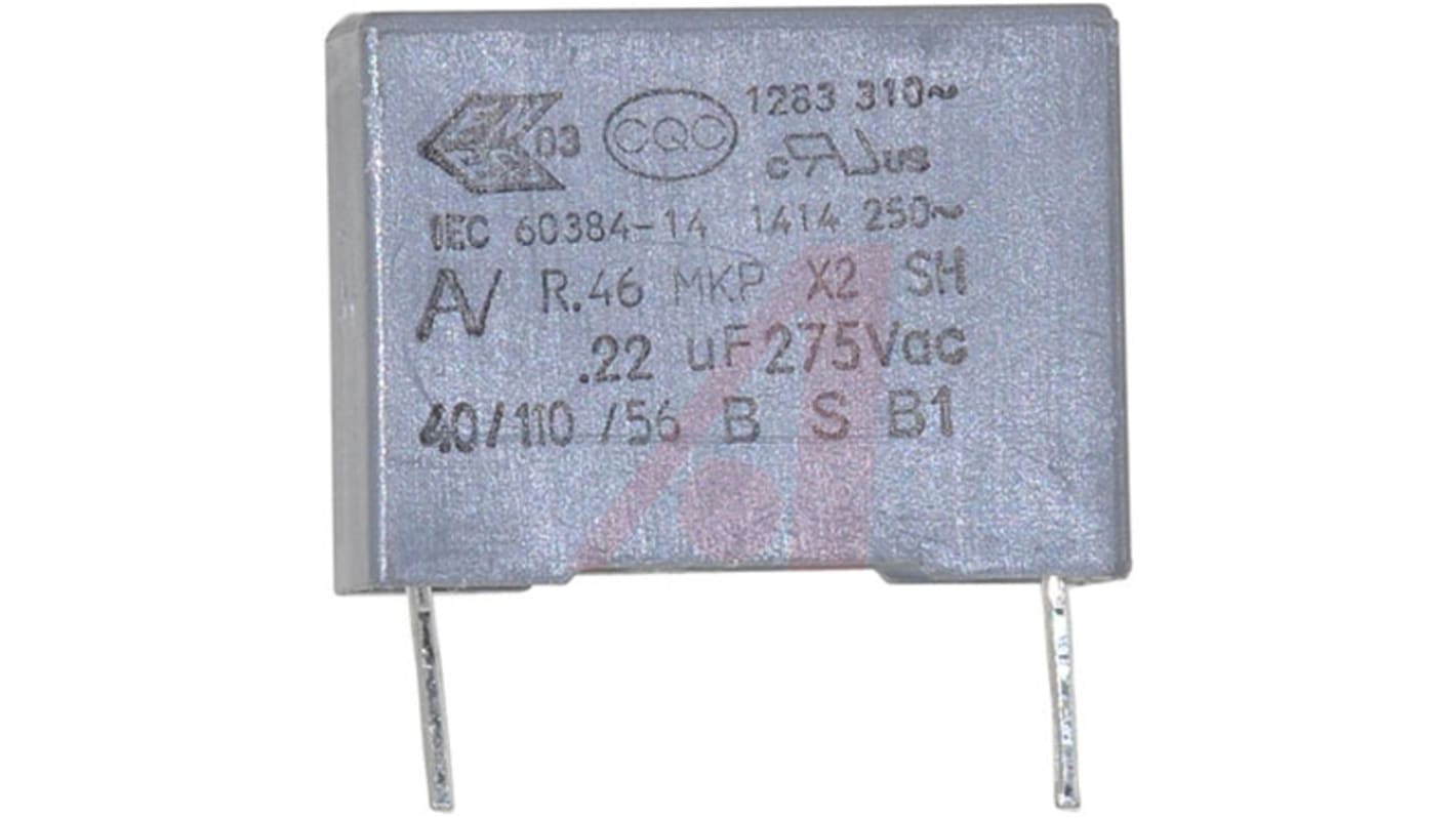 KEMET R46 Polypropylene Film Capacitor, 275 V ac, 560 V dc, ±20%, 220nF, Through Hole
