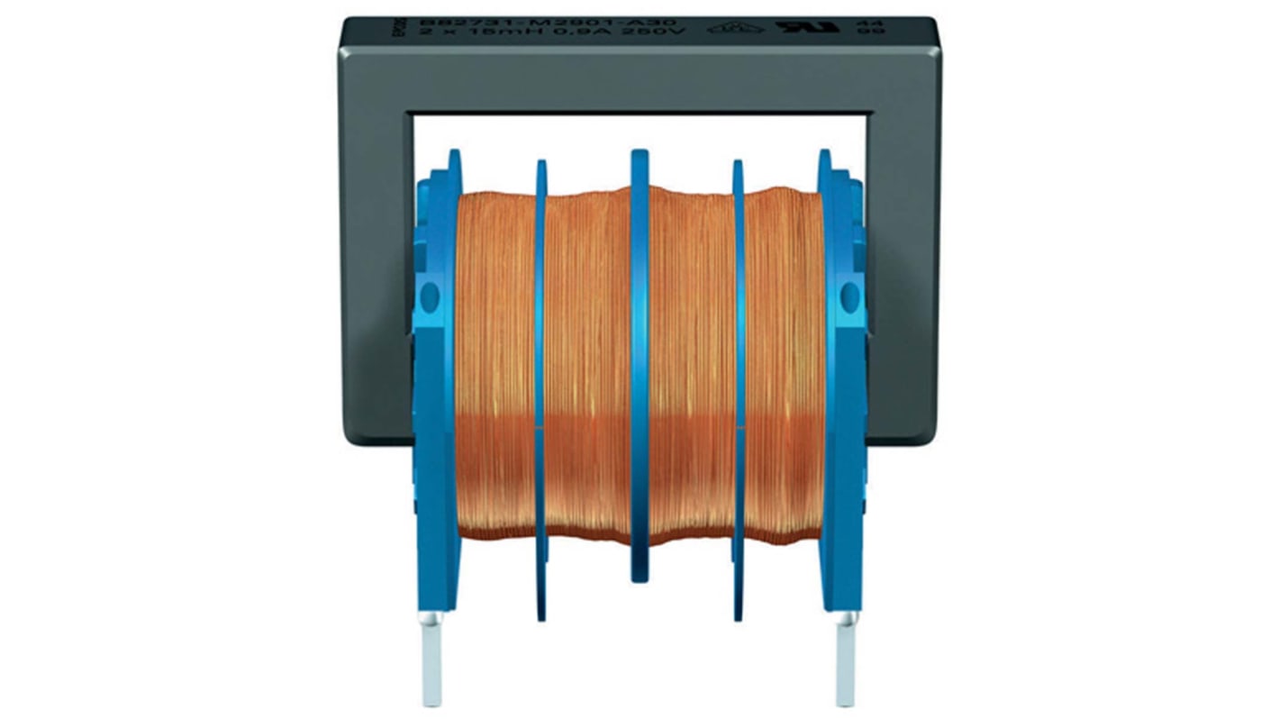 EPCOS 100 mH -30 → +50% Ferrite Power Line Choke, Max SRF:10kHz, 350mA Idc, 4.5Ω Rdc 250 V ac, B82731M