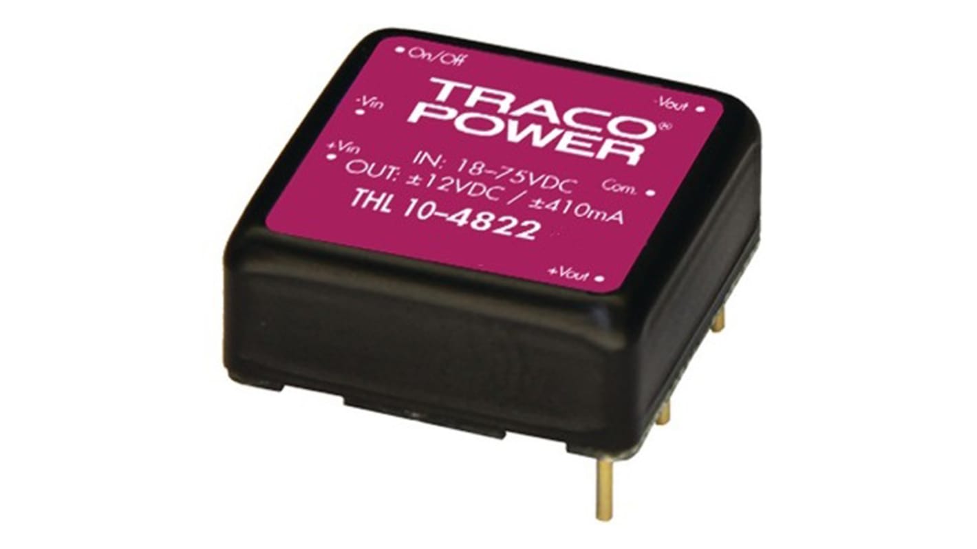 TRACOPOWER THL 10 DC-DC Converter, 5.1V dc/ 2A Output, 9 → 18 V dc Input, 10W, PCB Mount, +80°C Max Temp -40°C