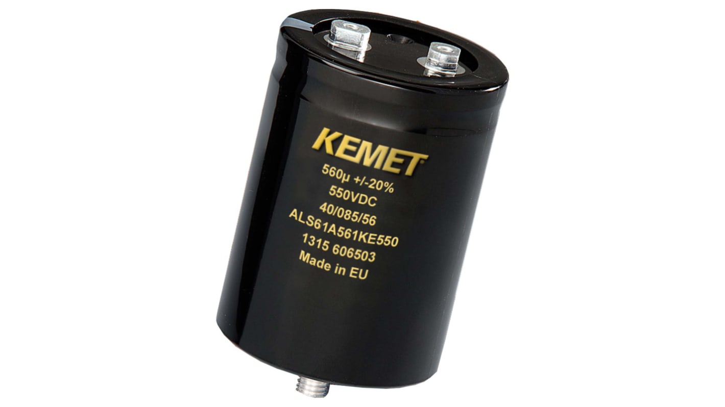 KEMET ALS61, Schraub Aluminium-Elektrolyt Kondensator 2200μF ±20% / 550V dc, Ø 77mm x 115mm x 115mm, +85°C