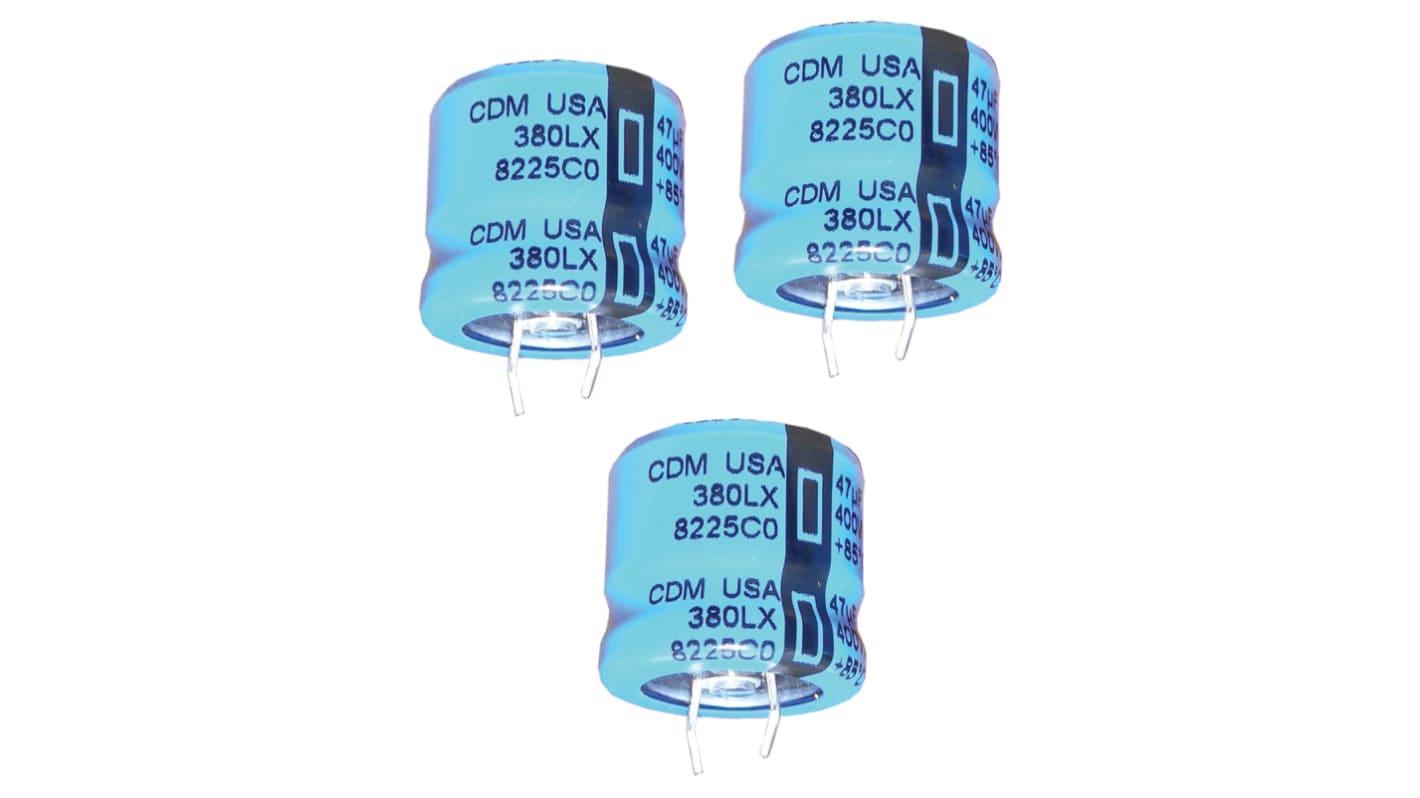 Cornell-Dubilier 47000μF Aluminium Electrolytic Capacitor 25V dc, Snap-In - 380LX473M025A052