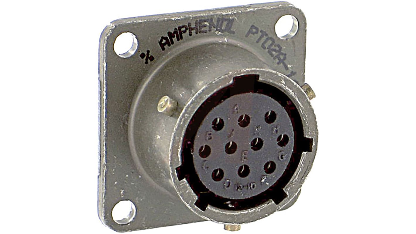 Connettore circolare MIL Femmina Amphenol Socapex, Ad angolo diritto, 10 poli, Femmina, Montaggio a pannello