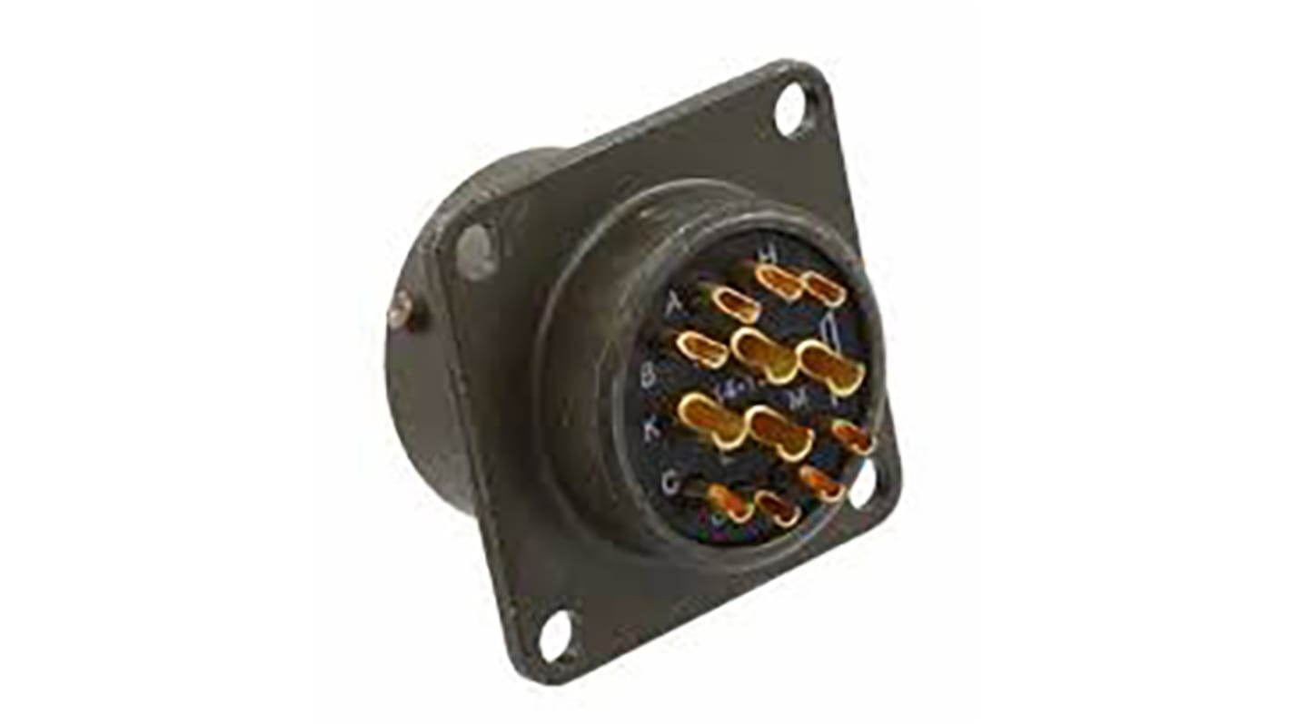 Amphenol Socapex, PT, Copper Alloy 12 Way Panel Mount MIL Spec Circular Connector ReceptacleGreen, Socket