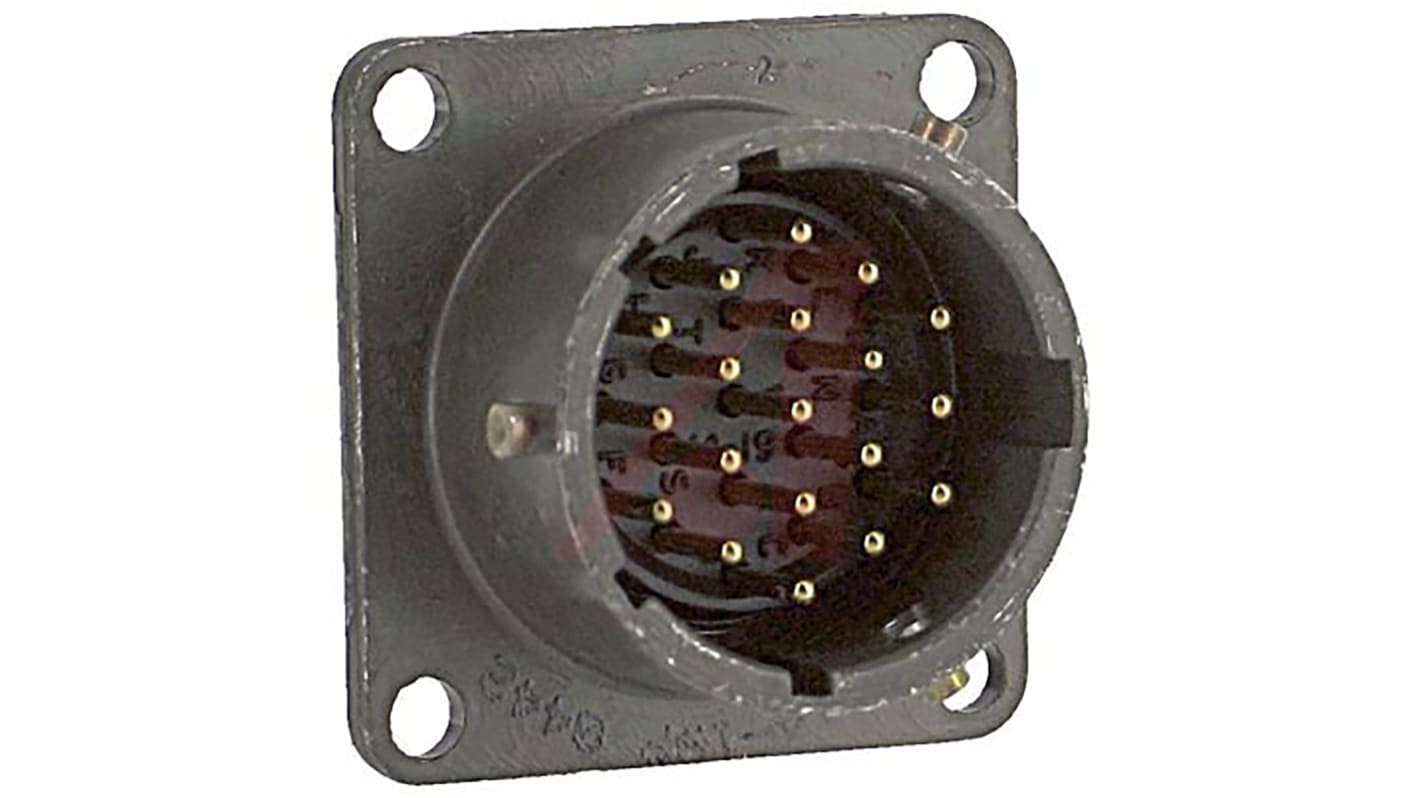 Amphenol Socapex, PT, Copper Alloy 19 Way Panel Mount MIL Spec Circular Connector ReceptacleGreen, Pin Contacts,Shell