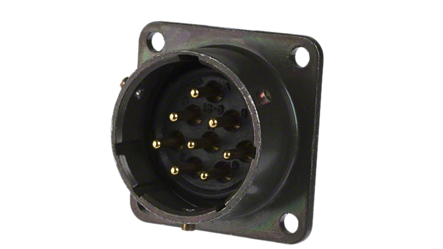 Amphenol Socapex, PT, Copper Alloy 8 Way Panel Mount MIL Spec Circular Connector ReceptacleGreen, Pin Contacts,Shell