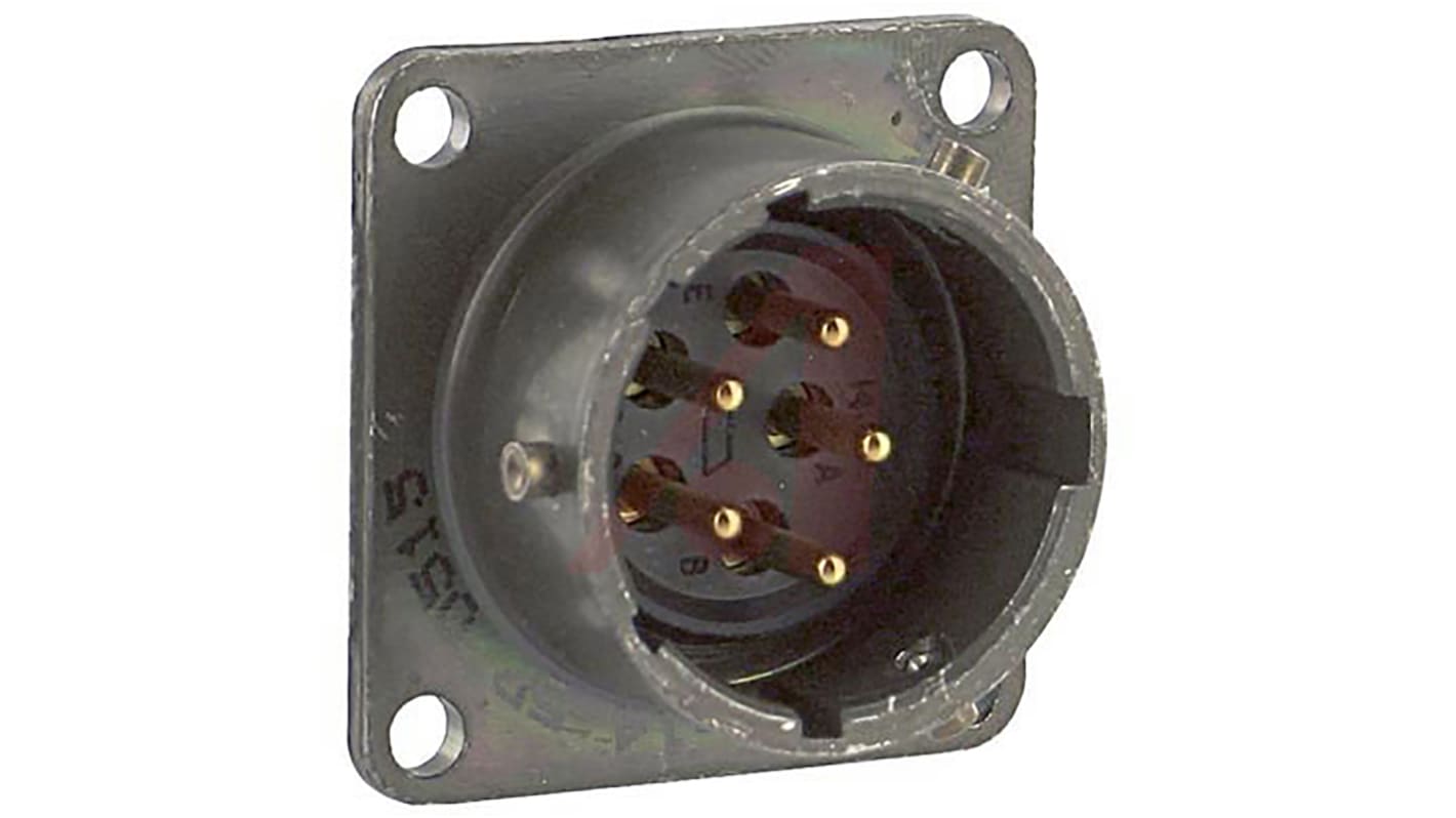 Amphenol Socapex, PT, Copper Alloy 5 Way Panel Mount MIL Spec Circular Connector ReceptacleGreen, Pin Contacts,Shell