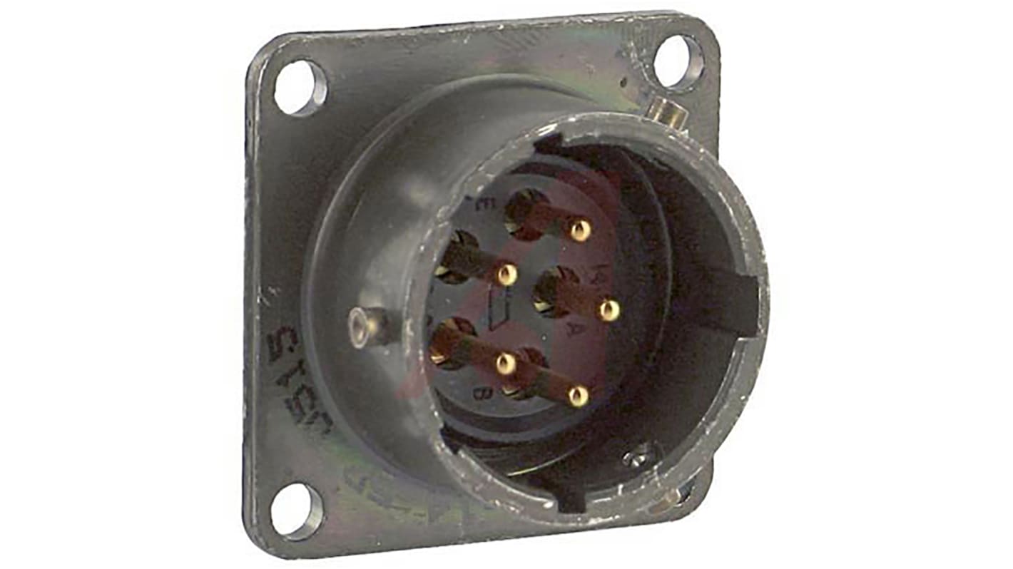 Amphenol Socapex, PT 5 Way Panel Mount MIL Spec Circular Connector Receptacle, Pin Contacts,Shell Size 14, Bayonet,