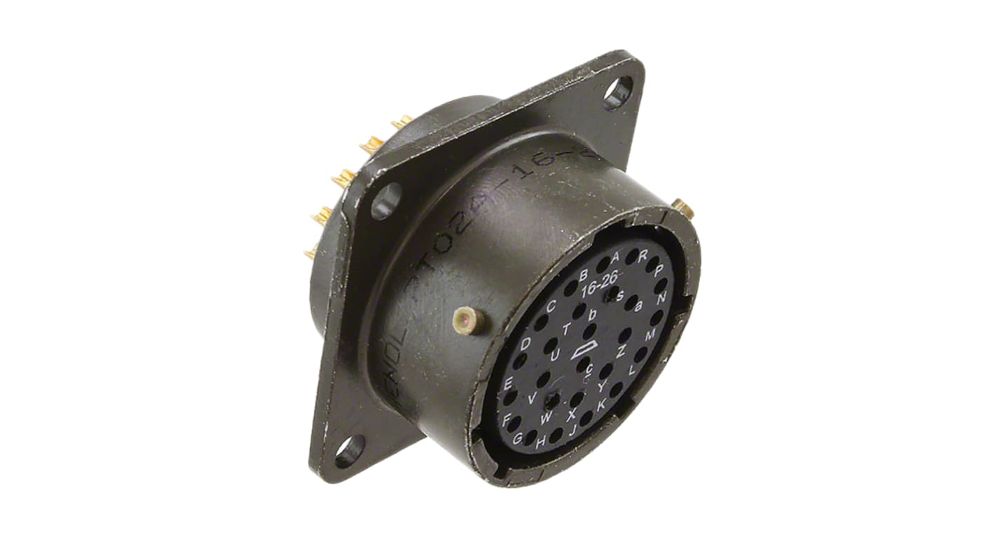 Amphenol Socapex, PT, Copper Alloy 26 Way Panel Mount MIL Spec Circular Connector ReceptacleGreen, Socket