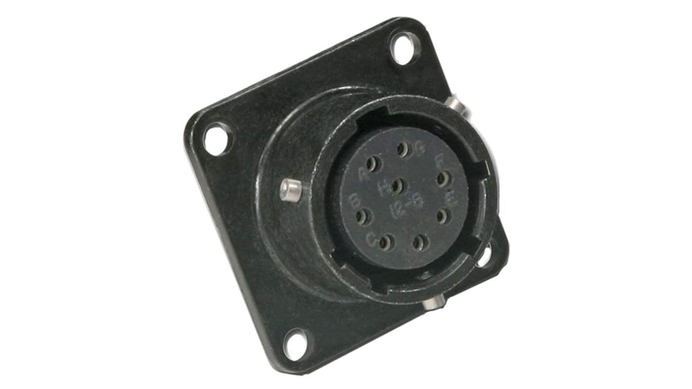 Amphenol Socapex, PT, Copper Alloy 6 Way Panel Mount MIL Spec Circular Connector ReceptacleGreen, Socket Contacts,Shell