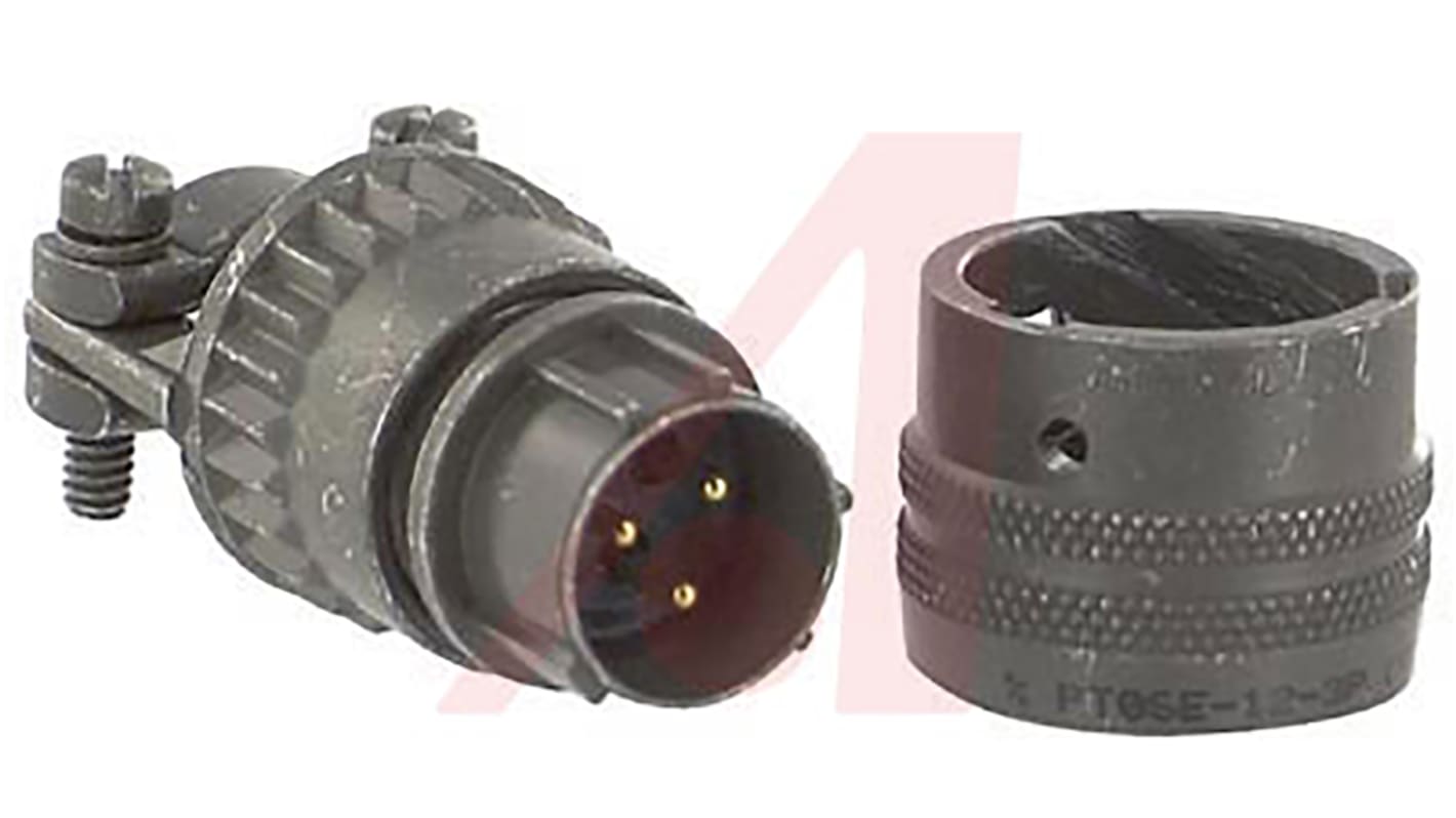 Amphenol Socapex, PT, Copper Alloy 3 Way Cable Mount MIL Spec Circular Connector PlugGreen, Pin Contacts,Shell Size 12,