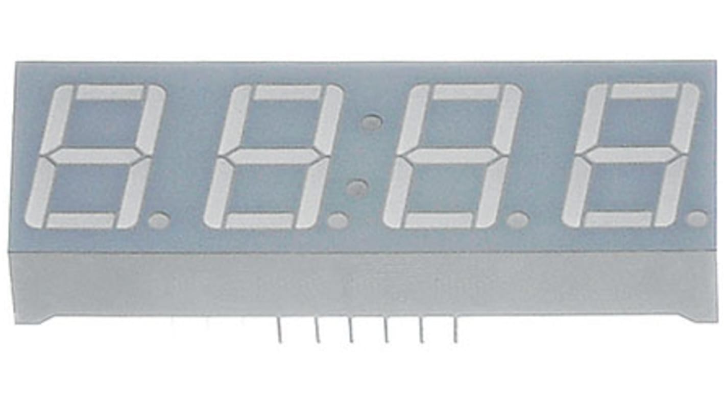 CC56-21SYKWA Kingbright 4 Digit 7-Segment LED Display, CC Yellow 120 mcd RH DP 14.2mm