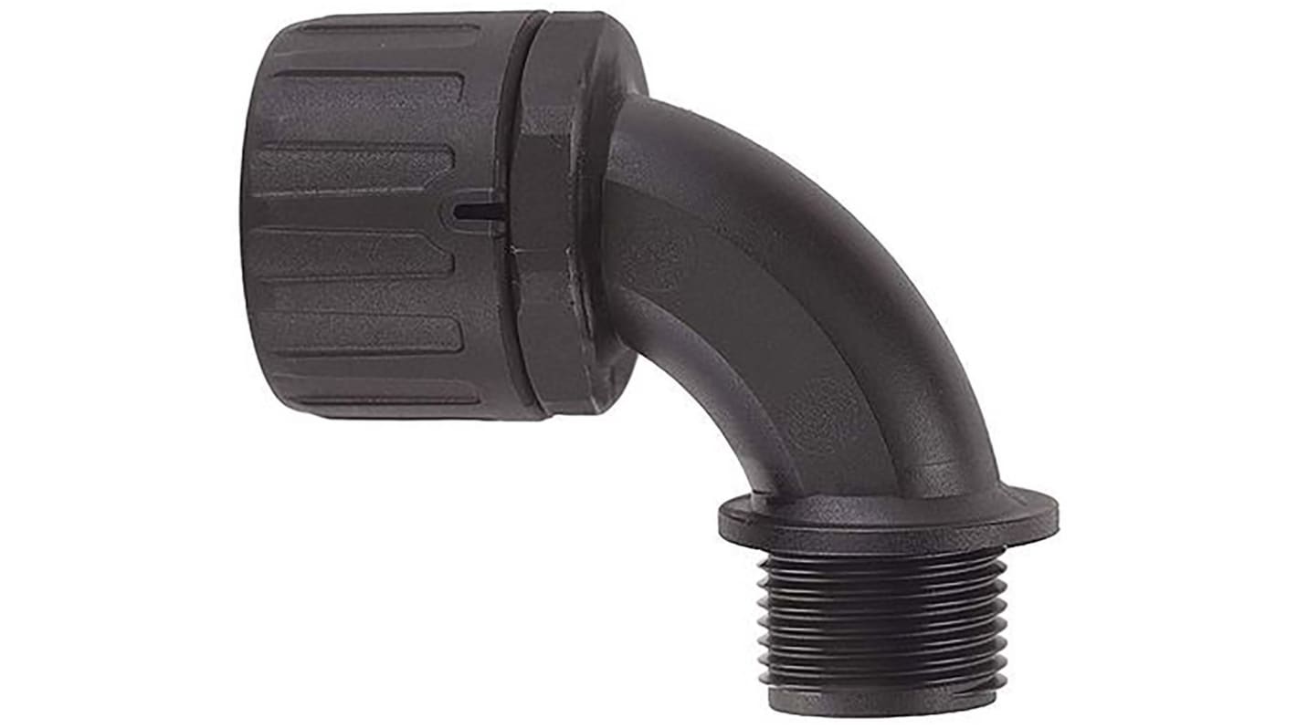 Łącznik do kanałów kablowych Flexicon gwint M25 28mm Kolanko 90° Nylon 66 IP66 Czarny