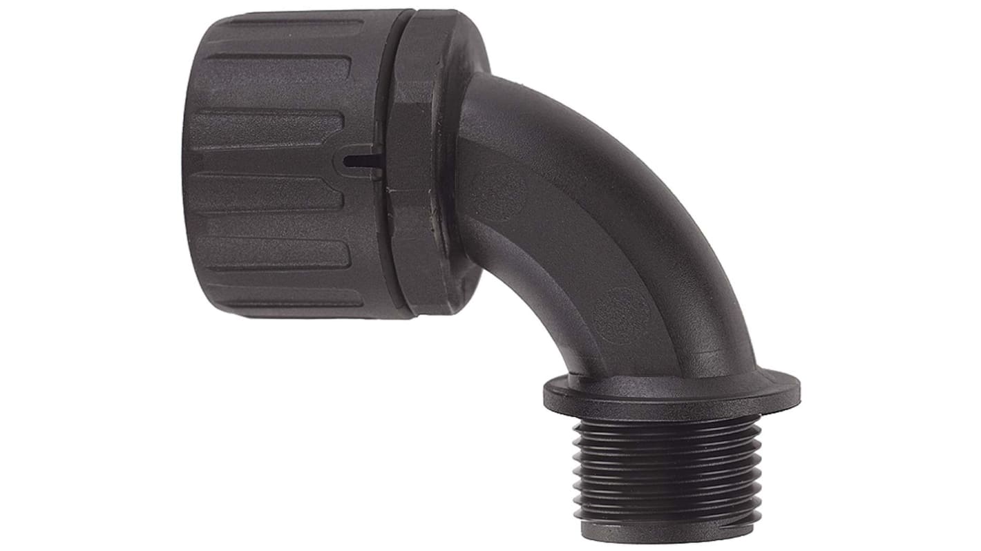 Raccordo per cavi Flexicon FPAX28-M25-90B FPAX, Gomito a 90° in Nylon 66 Nero, Nero, filetto M25, 28mm, protezione