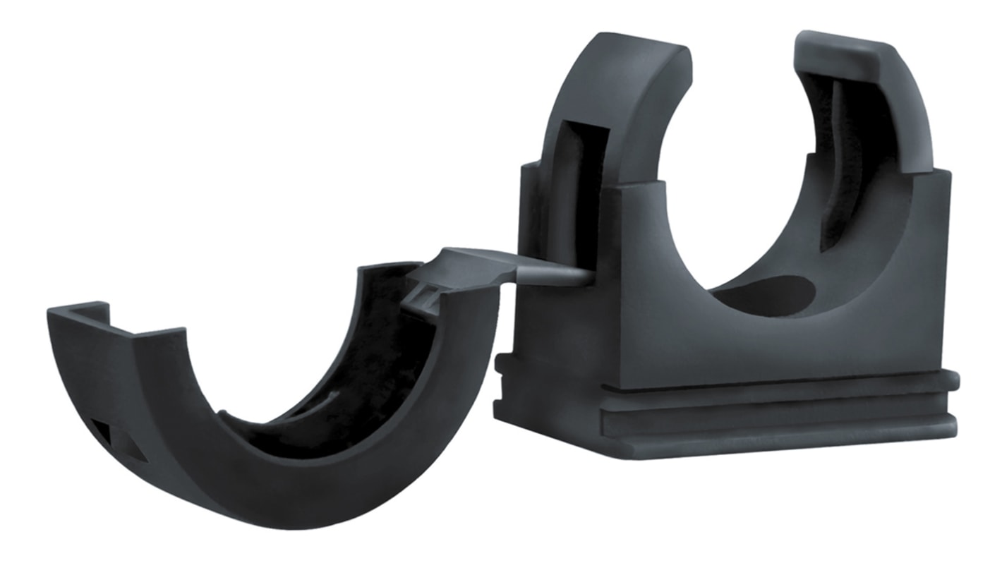 Flexicon Conduit Clip, Conduit Fitting, 25mm Nominal Size, Nylon 66, Black